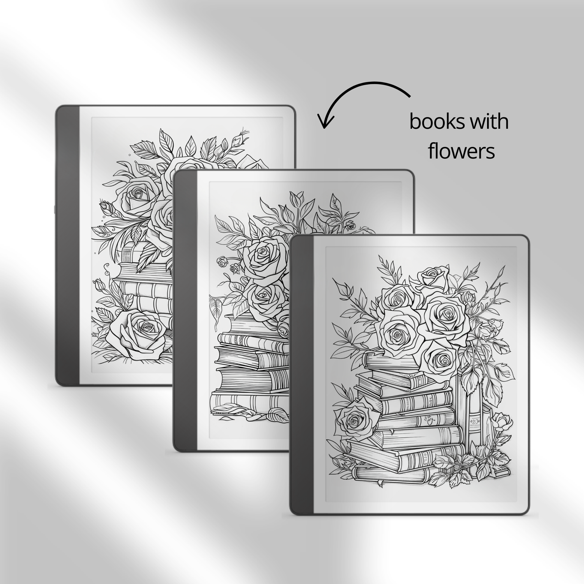 Roses & Books Coloring Book for Kindle Scribe