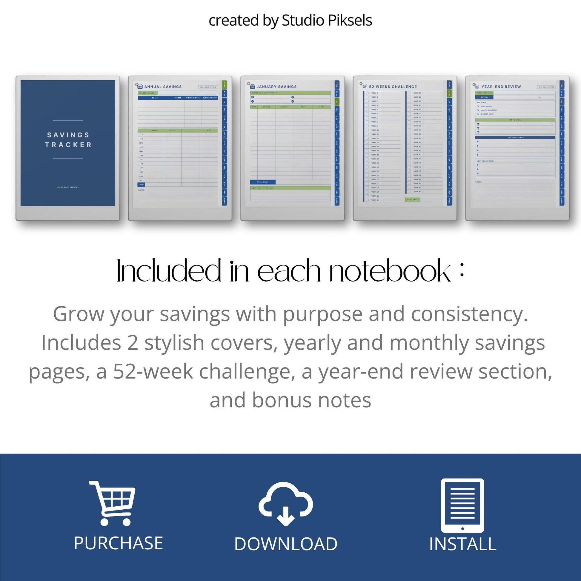 Hyperlinked savings tracker for reMarkable Paper Pro.