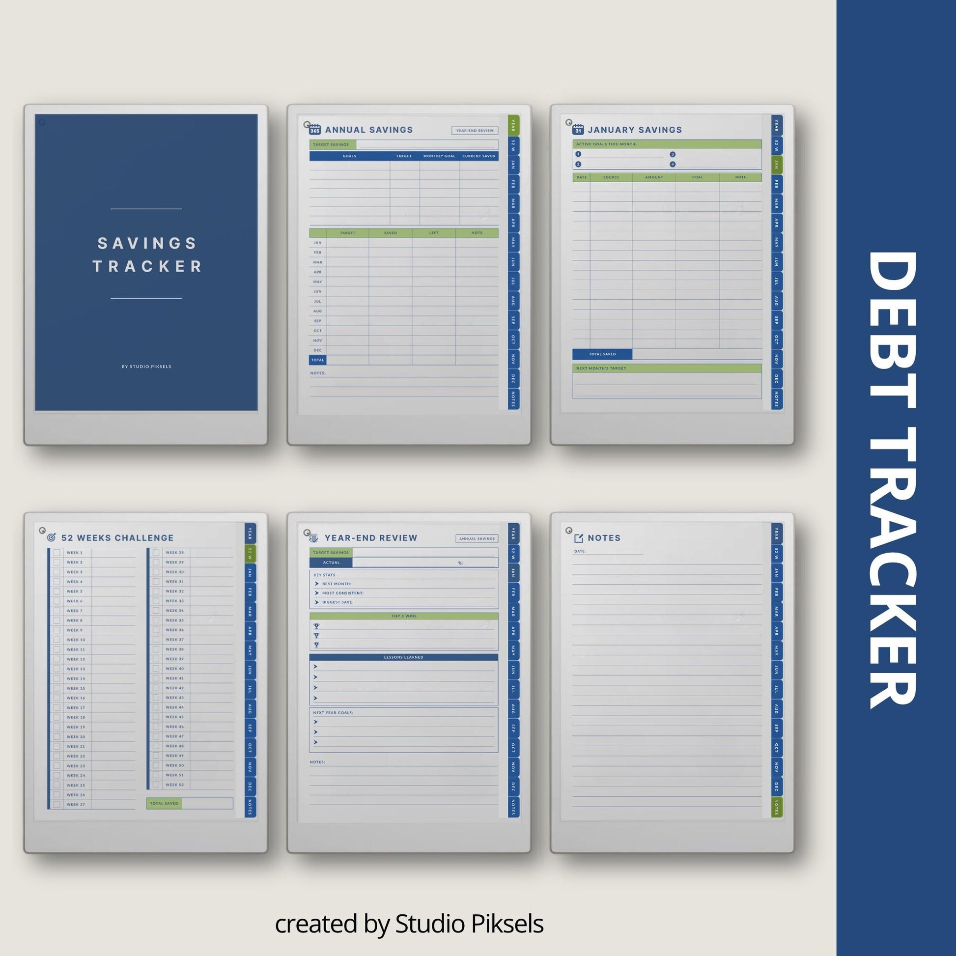 Hyperlinked savings tracker for reMarkable Paper Pro.