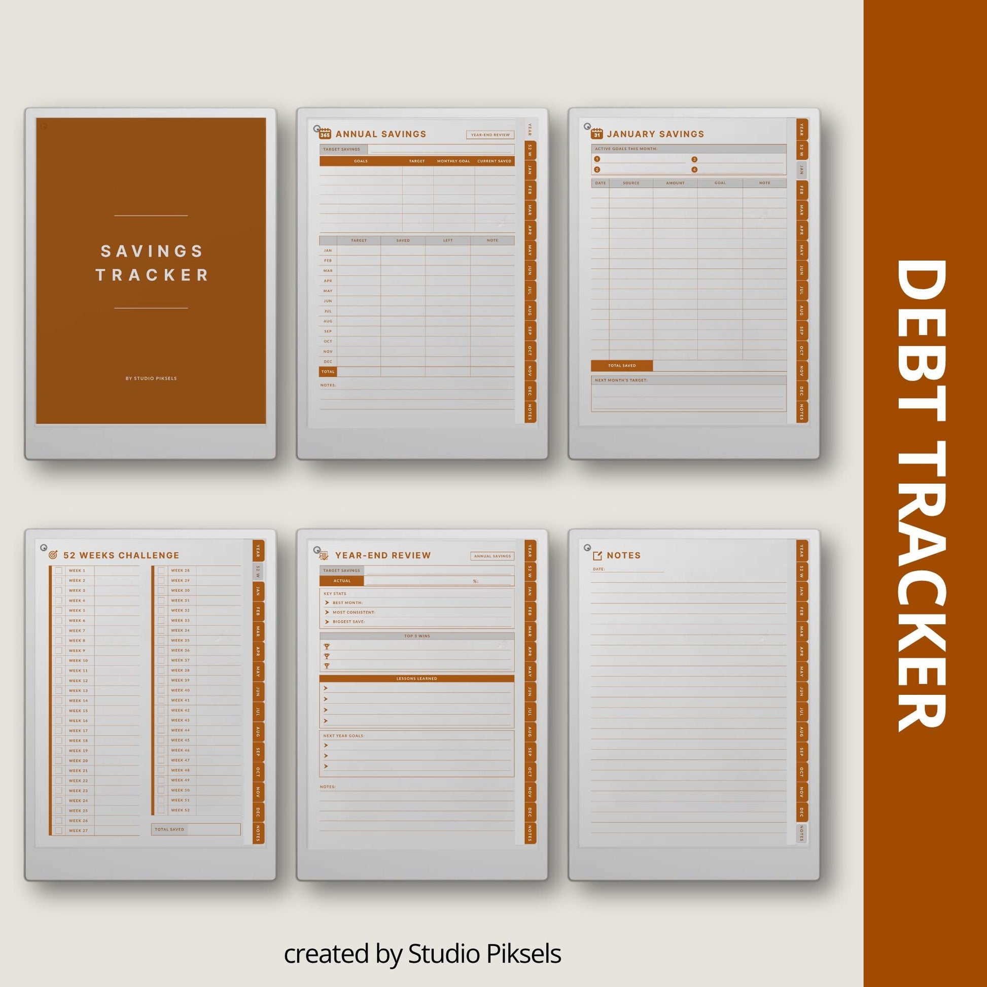 Hyperlinked savings tracker for reMarkable Paper Pro.