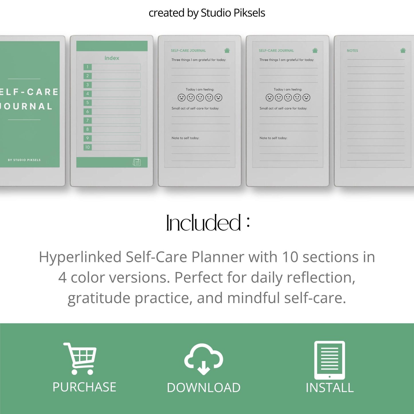 Self-care planner for reMarkable Paper Pro Move used for daily reflection, gratitude journaling, and mindful habit building.