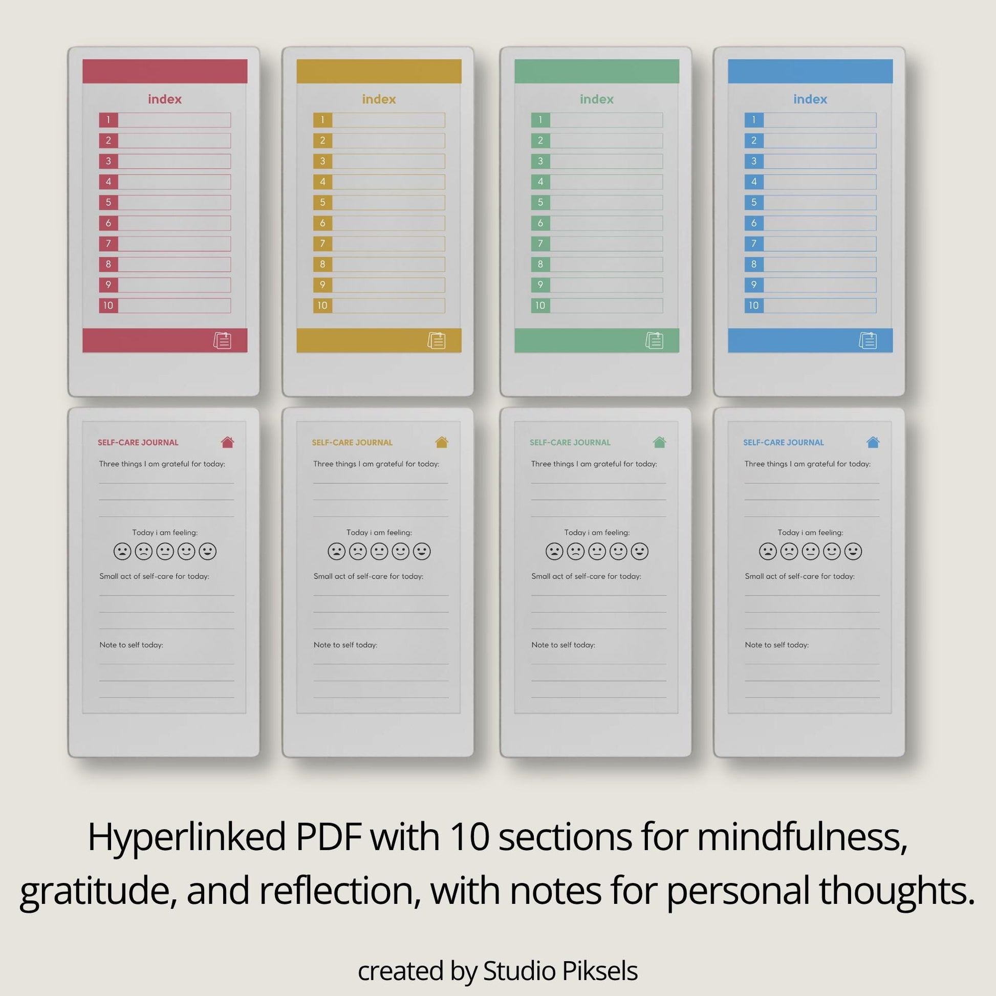 Self-care planner for reMarkable Paper Pro Move used for daily reflection, gratitude journaling, and mindful habit building.