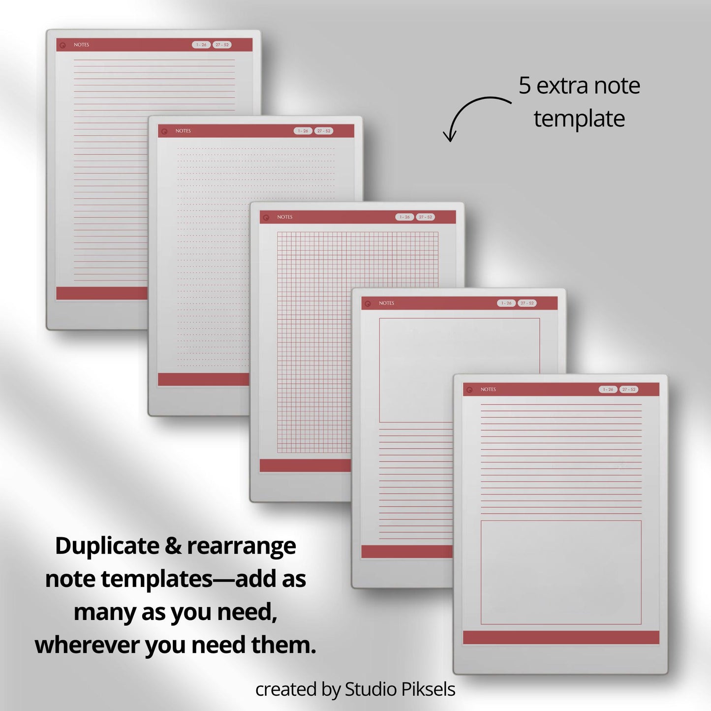 Hyperlinked sermon notes journal for reMarkable Paper Pro with 52 weekly sermon pages and Bible study note layouts designed for digital note taking.