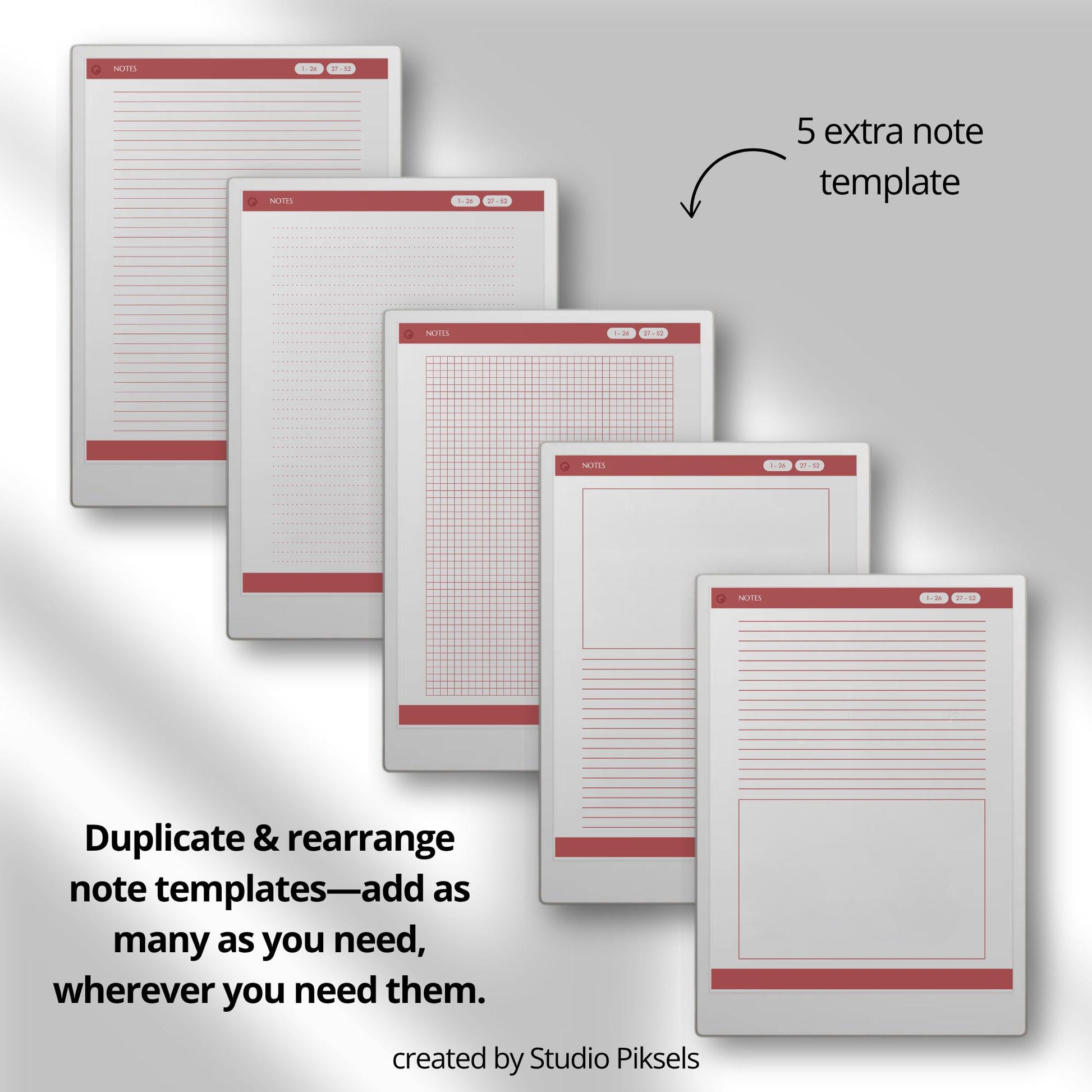 Hyperlinked sermon notes journal for reMarkable Paper Pro with 52 weekly sermon pages and Bible study note layouts designed for digital note taking.