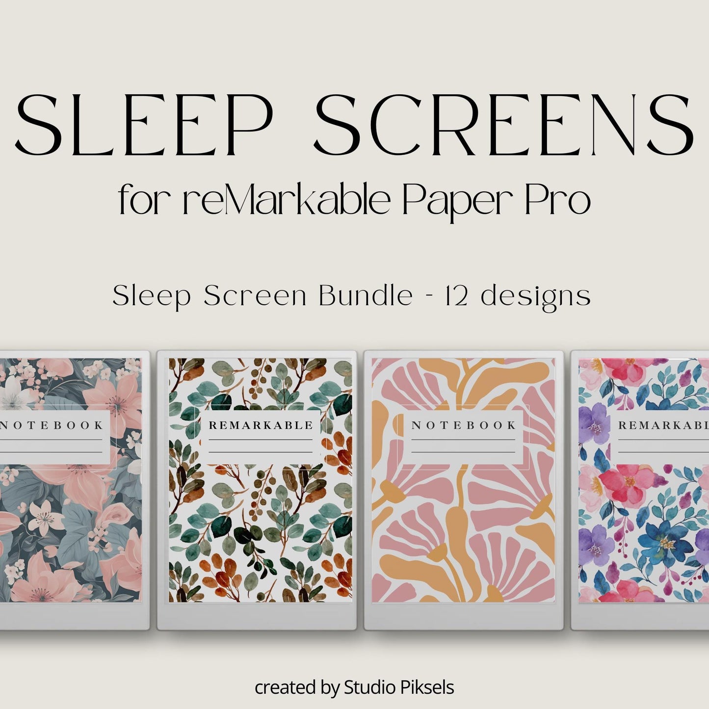 Sleep Screen Bundle for reMarkable Paper Pro Flower Design