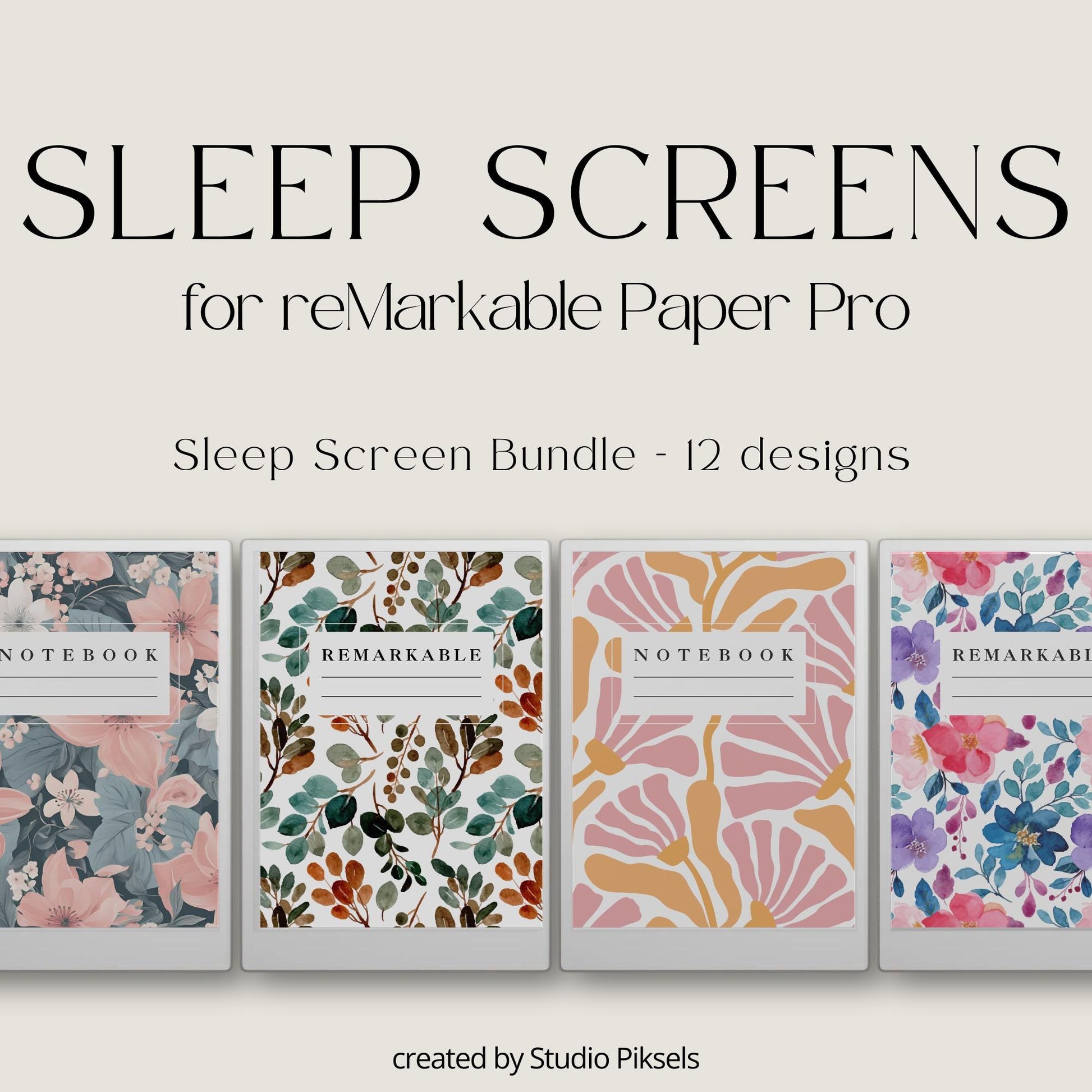 Sleep Screen Bundle for reMarkable Paper Pro Flower Design