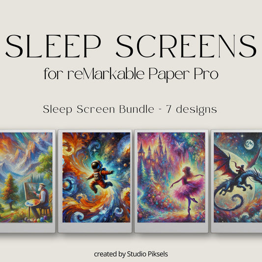 Sleep Screen Bundle for reMarkable Paper Pro With Paintings