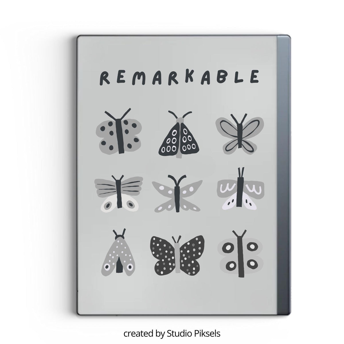 Enhance your reMarkable tablet with a cheerful butterfly-themed sleep screen. This design brings nature-inspired whimsy to your device, creating a lighthearted and uplifting display every time it enters sleep mode.