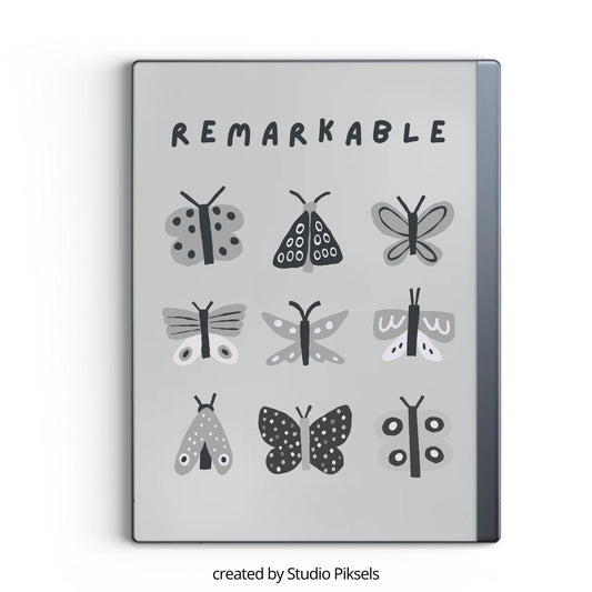 Enhance your reMarkable tablet with a cheerful butterfly-themed sleep screen. This design brings nature-inspired whimsy to your device, creating a lighthearted and uplifting display every time it enters sleep mode.
