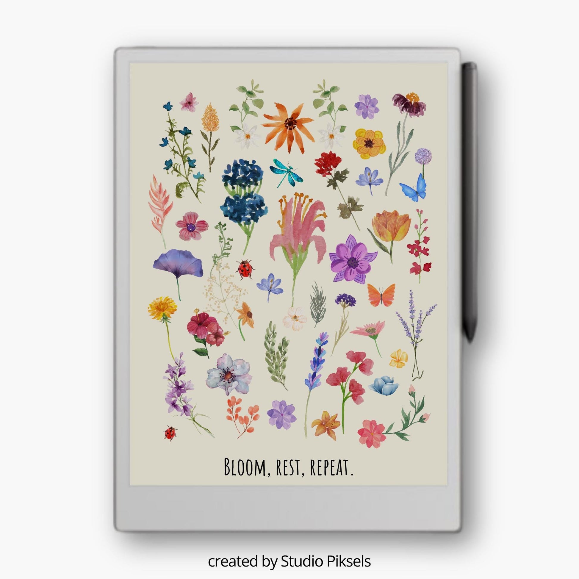 Sleep Screen for reMarkable Paper Pro With Flowers