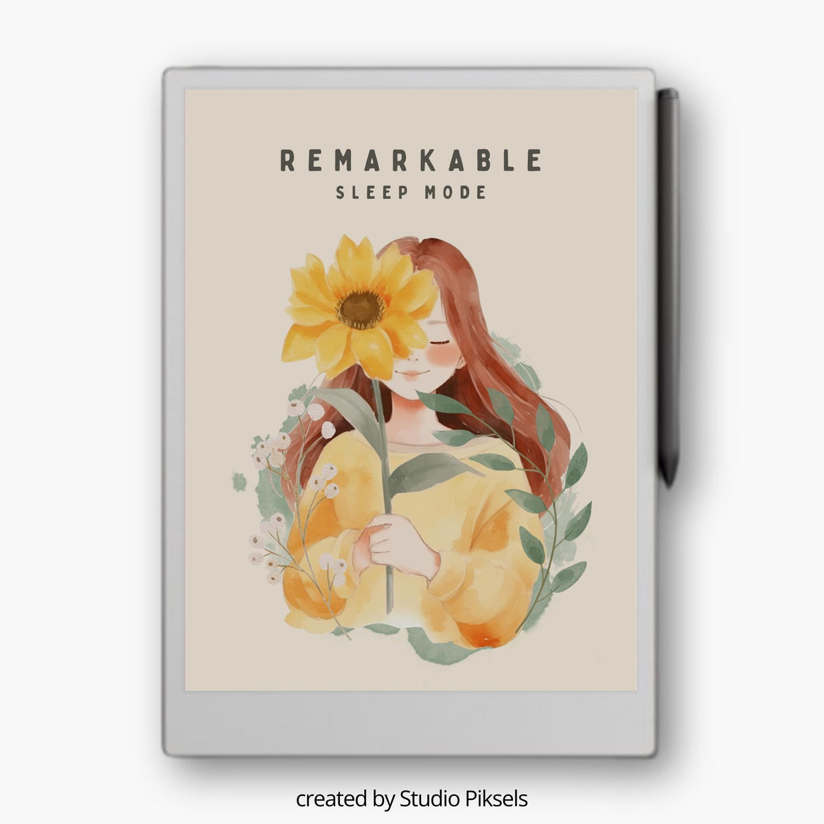 Sleep Screen for reMarkable Paper Pro With Sunflower Design