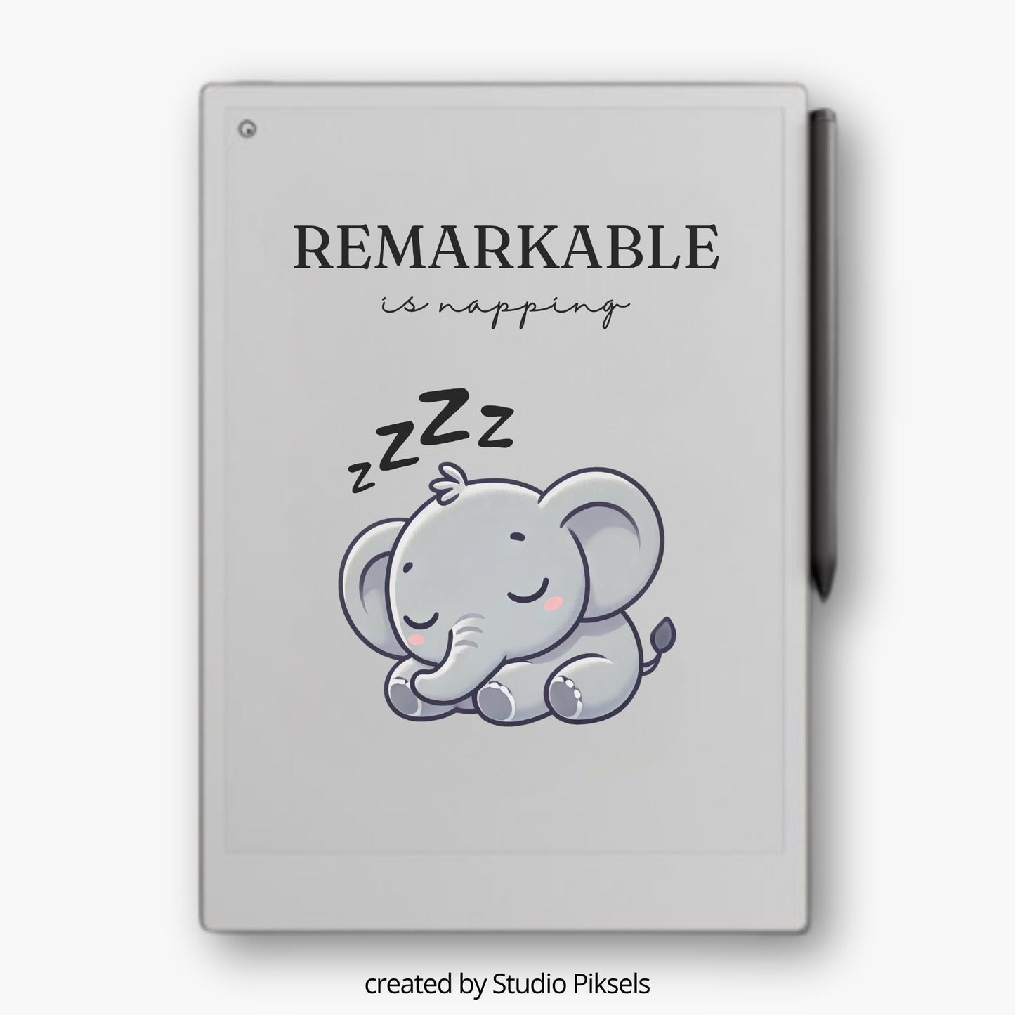 Sleep Screen for reMarkable Paper Pro With Napping Elephant