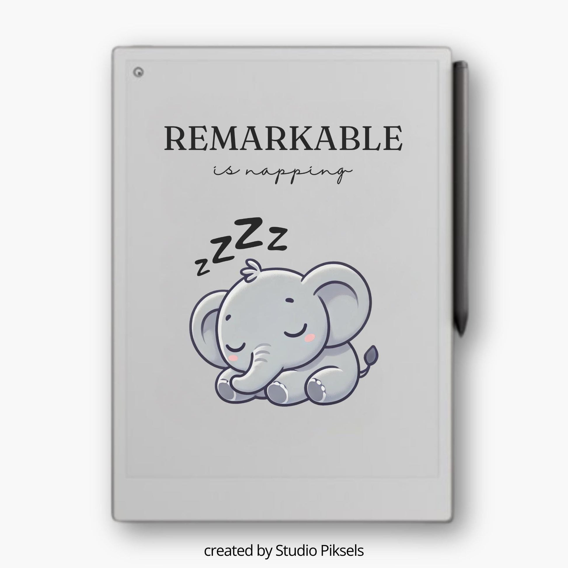 Sleep Screen for reMarkable Paper Pro With Napping Elephant