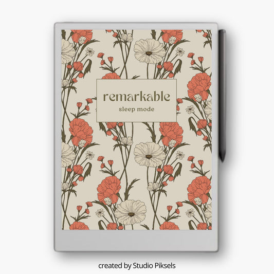 Sleep Screen for reMarkable Paper Pro With Flower Design