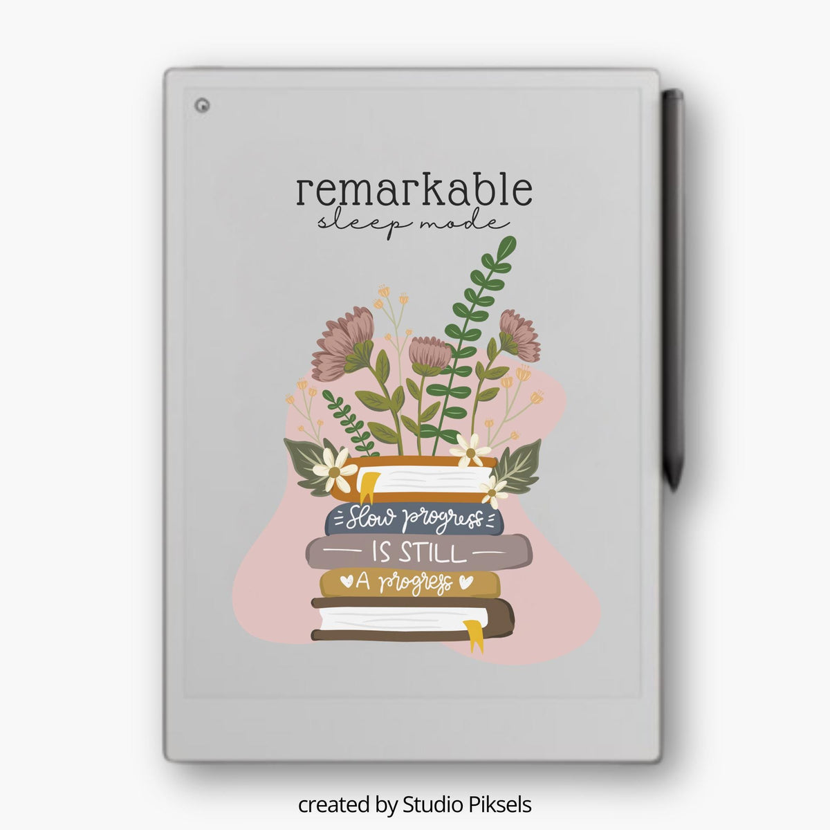 This sleep screen is optimized for the color display capabilities of reMarkable Paper Pro while remaining compatible with supported black-and-white E Ink tablets where the artwork will appear in grayscale.