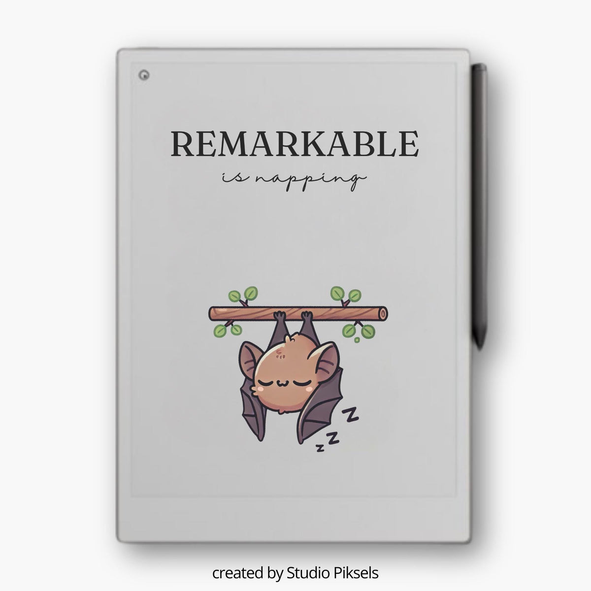 Sleep Screen for reMarkable Paper Pro With Napping Bat