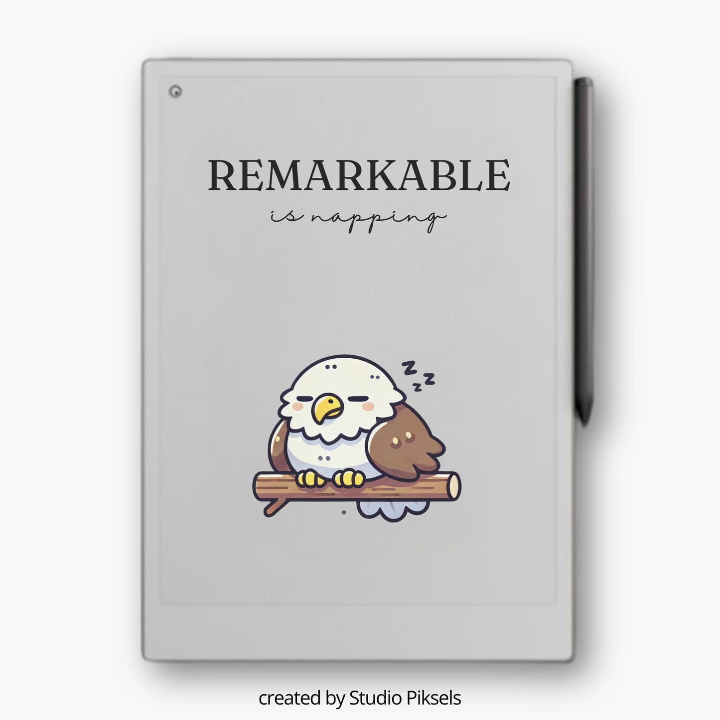 This sleep screen is optimized for the color display capabilities of reMarkable Paper Pro while remaining compatible with supported black-and-white E Ink tablets where the artwork will appear in grayscale.