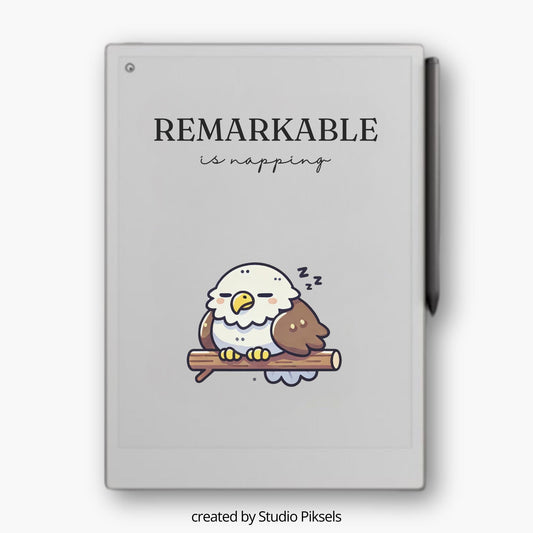This sleep screen is optimized for the color display capabilities of reMarkable Paper Pro while remaining compatible with supported black-and-white E Ink tablets where the artwork will appear in grayscale.