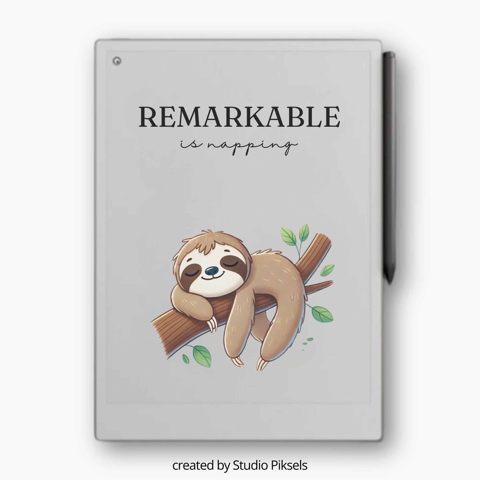 Sleep Screen for reMarkable Paper Pro With Napping Sloth