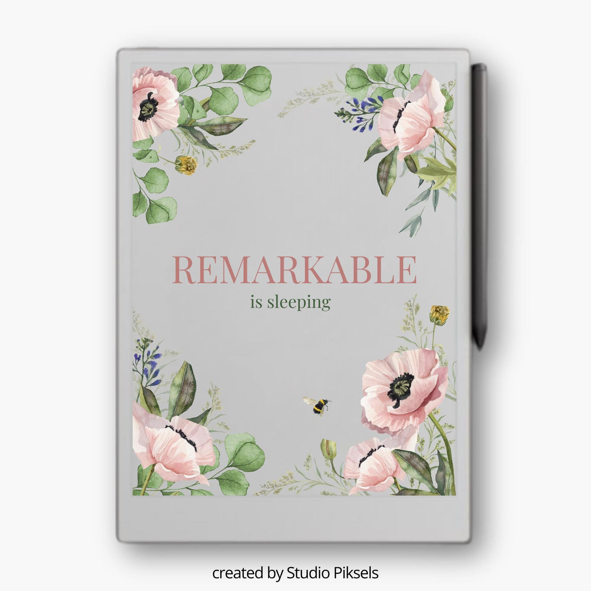 Sleep Screen for reMarkable Paper Pro With Pink Flowers