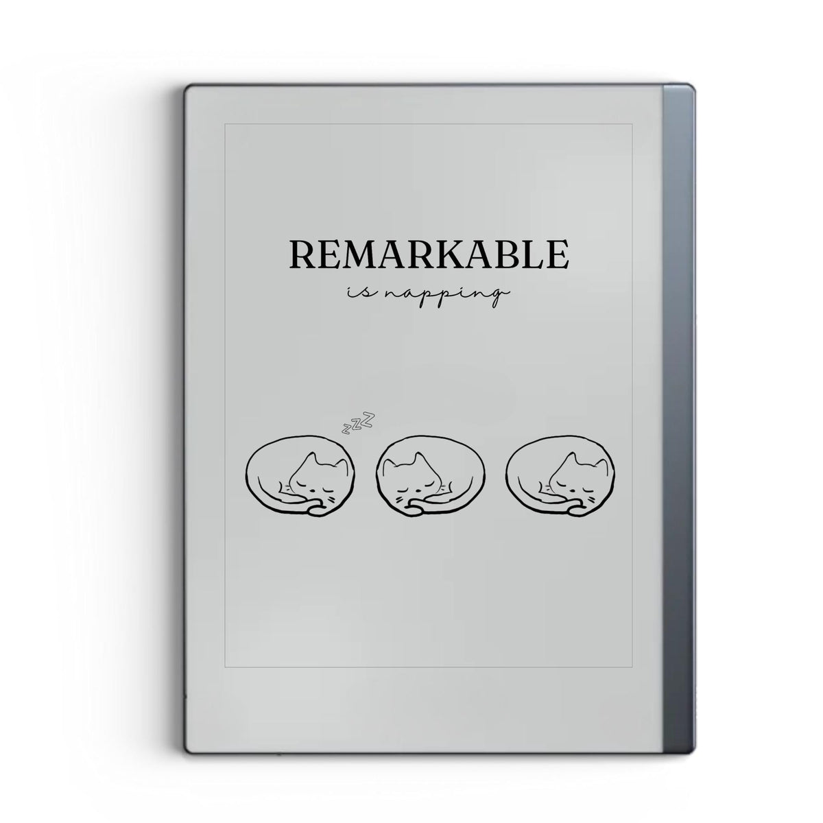 Sleeping cats sleep screen for reMarkable 2 and reMarkable Paper Pure with cute cozy sleeping cat artwork in PNG format