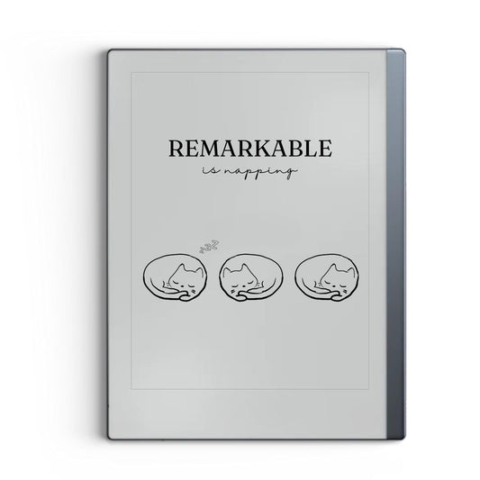 Sleeping cats sleep screen for reMarkable 2 and reMarkable Paper Pure with cute cozy sleeping cat artwork in PNG format
