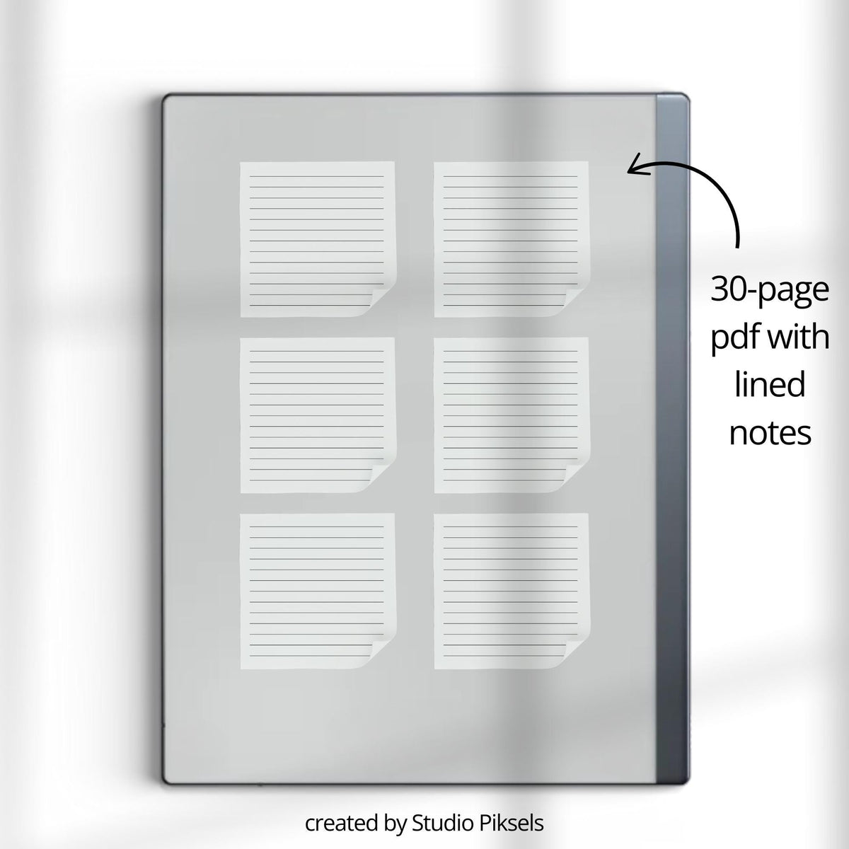 Sticky Note Bundle for reMarkable 2 and Paper Pure featuring lined, dotted, blank, and mixed digital memo note pages for planning and note-taking.