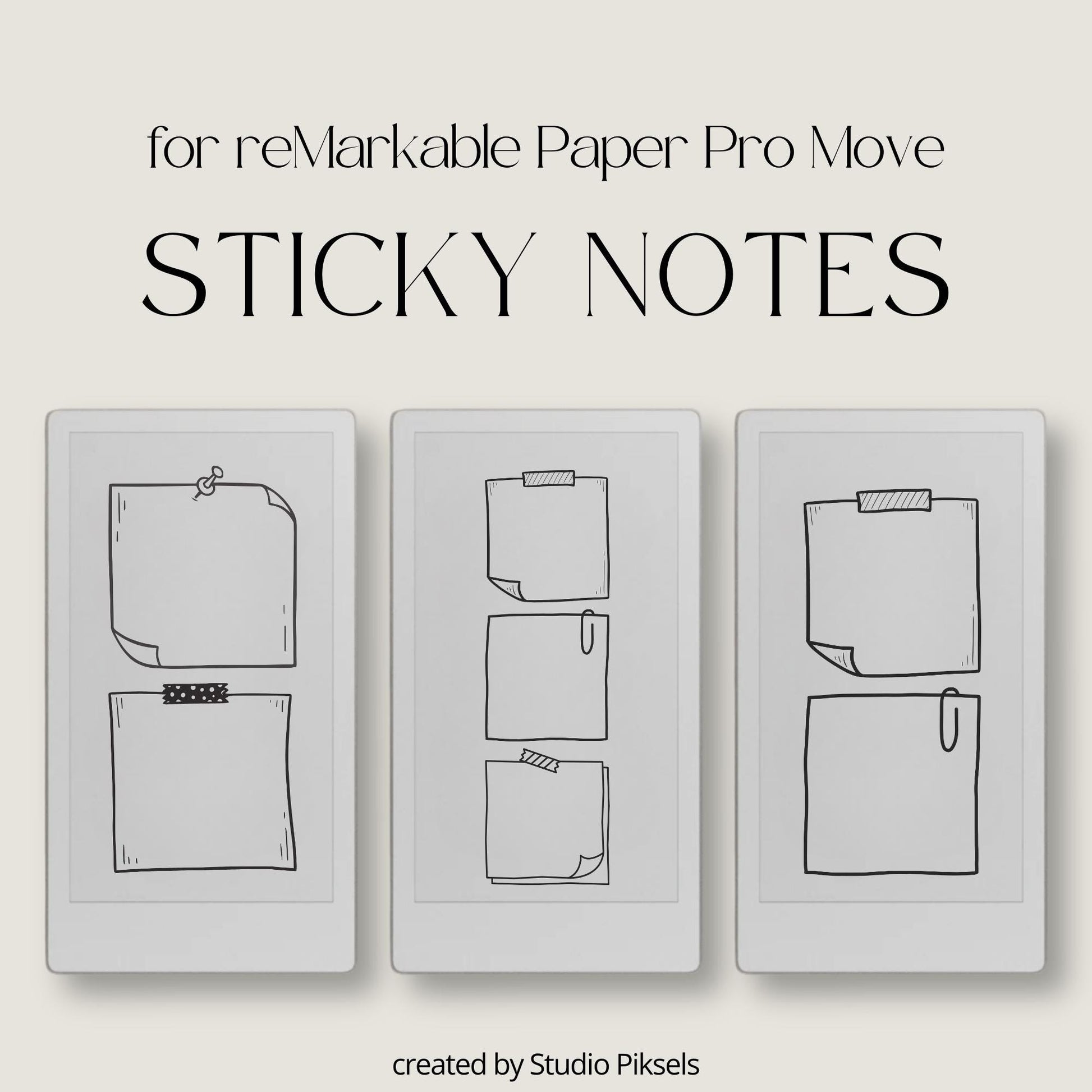 Sticky Notes Bundle for reMarkable Paper Pro Move with reusable digital sticky note notebooks and compact note-taking layouts