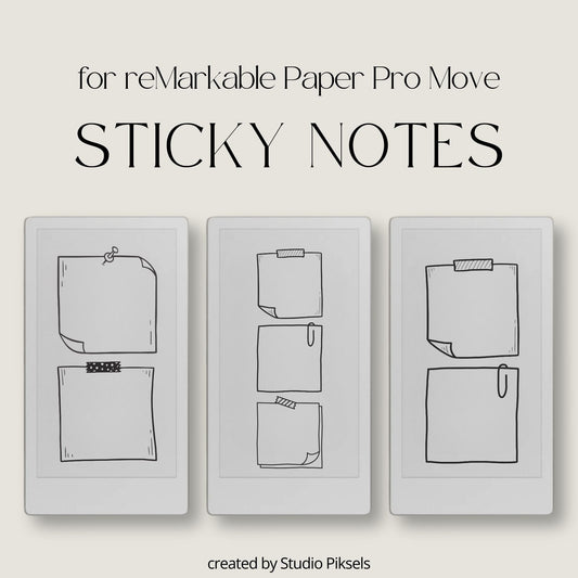 Sticky Notes Bundle for reMarkable Paper Pro Move with reusable digital sticky note notebooks and compact note-taking layouts