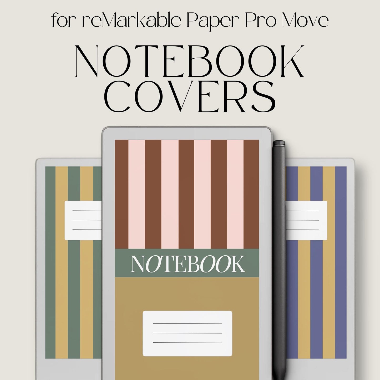 Colorful vertical stripe notebook cover for reMarkable Paper Pro Move.