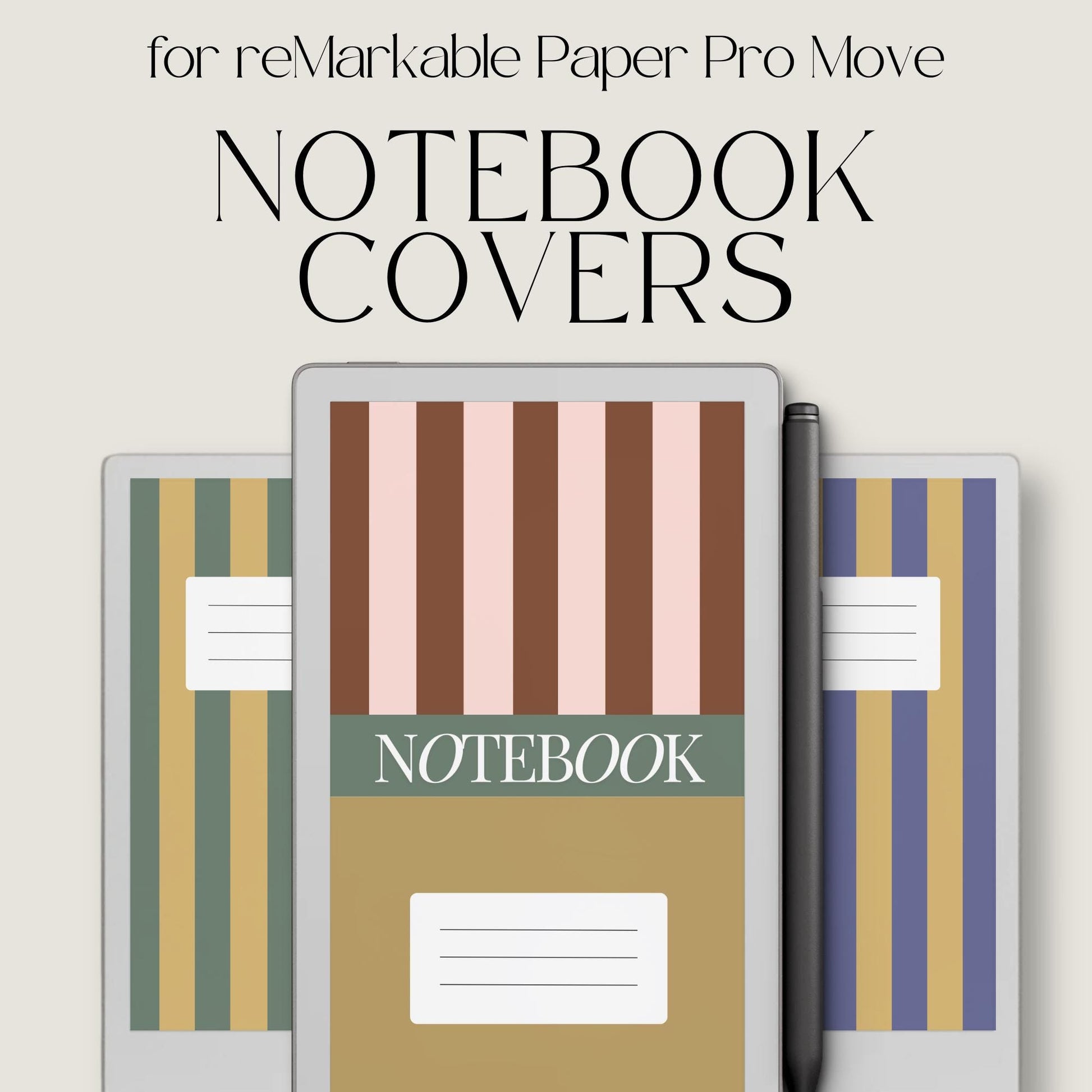 Colorful vertical stripe notebook cover for reMarkable Paper Pro Move.