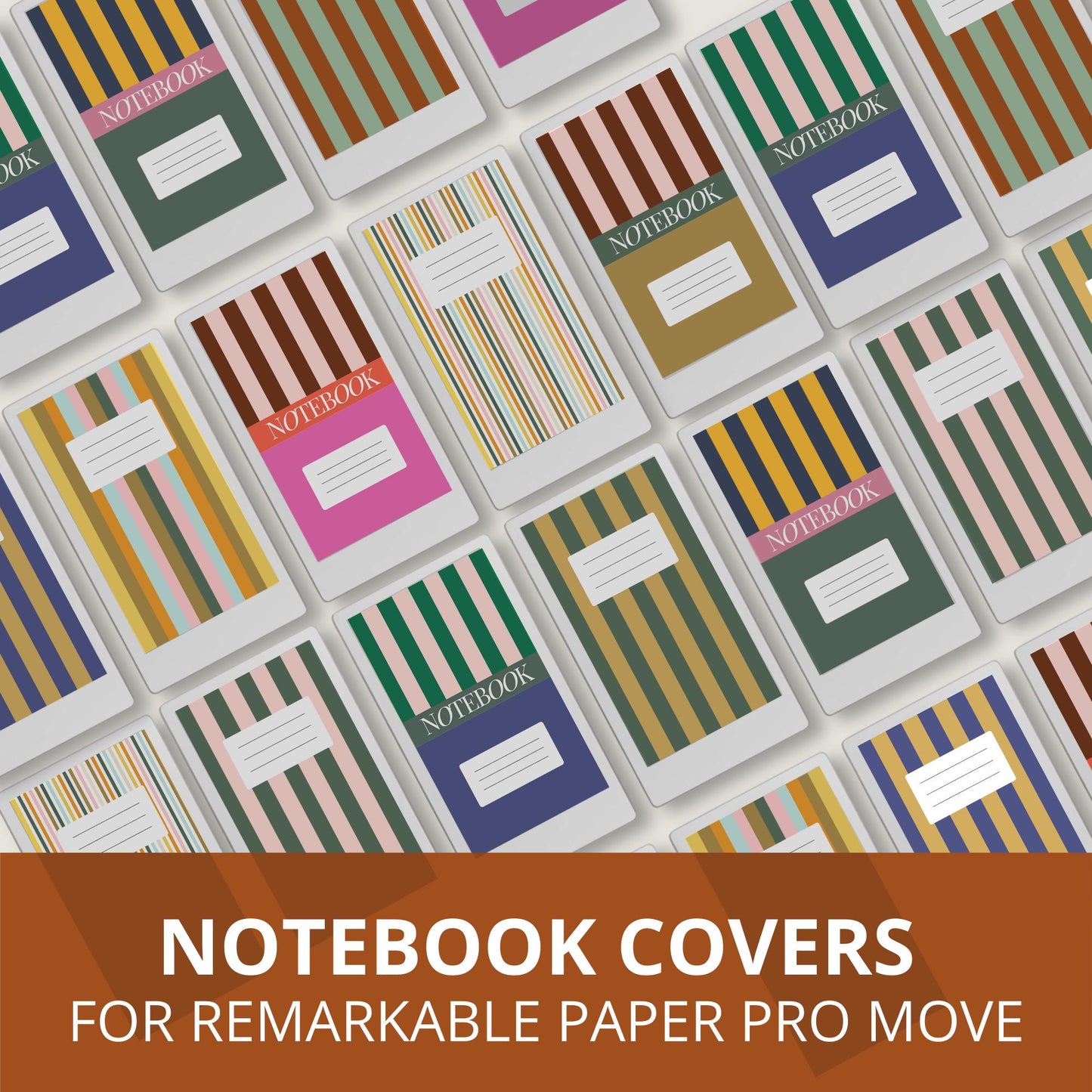 Colorful vertical stripe notebook cover for reMarkable Paper Pro Move.