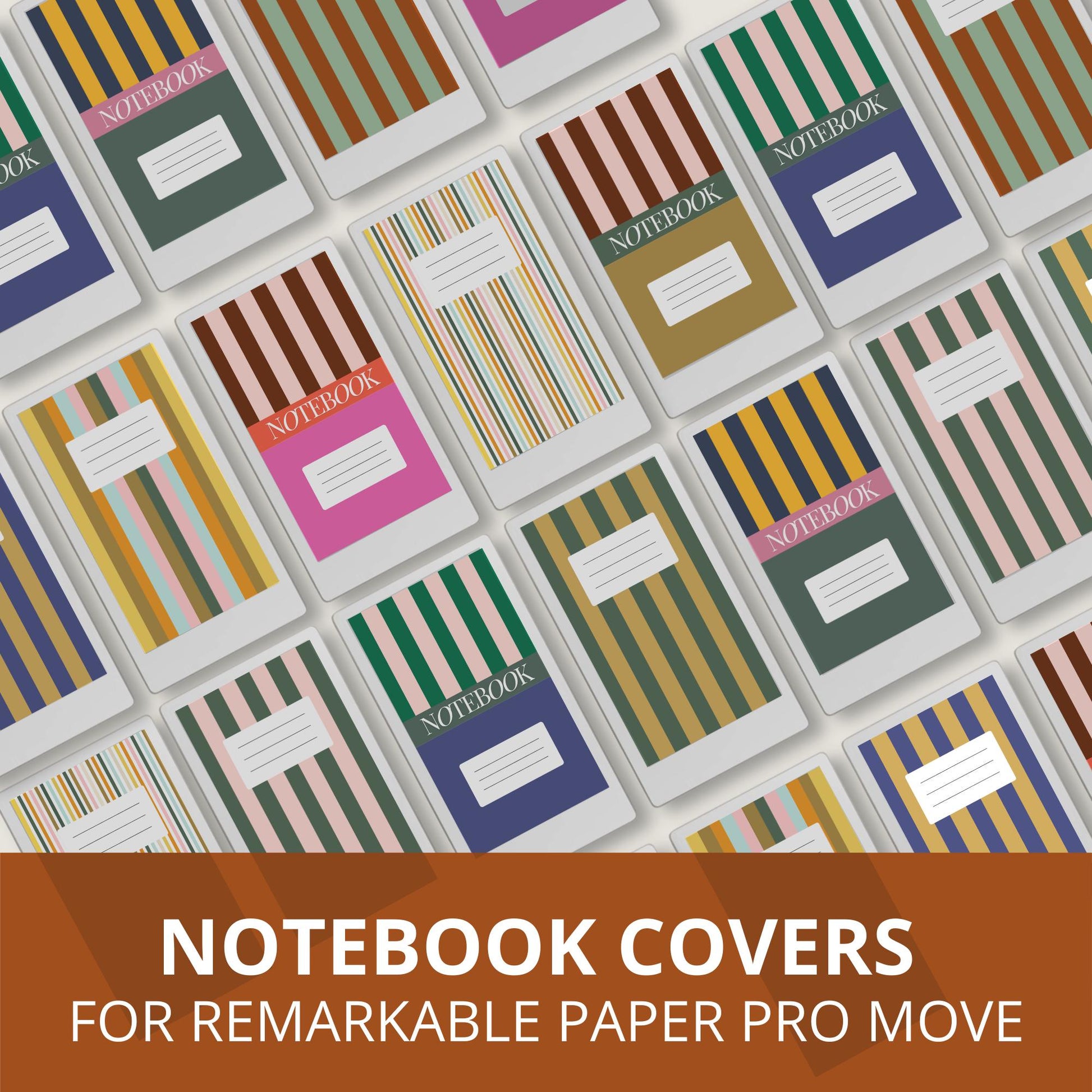 Colorful vertical stripe notebook cover for reMarkable Paper Pro Move.