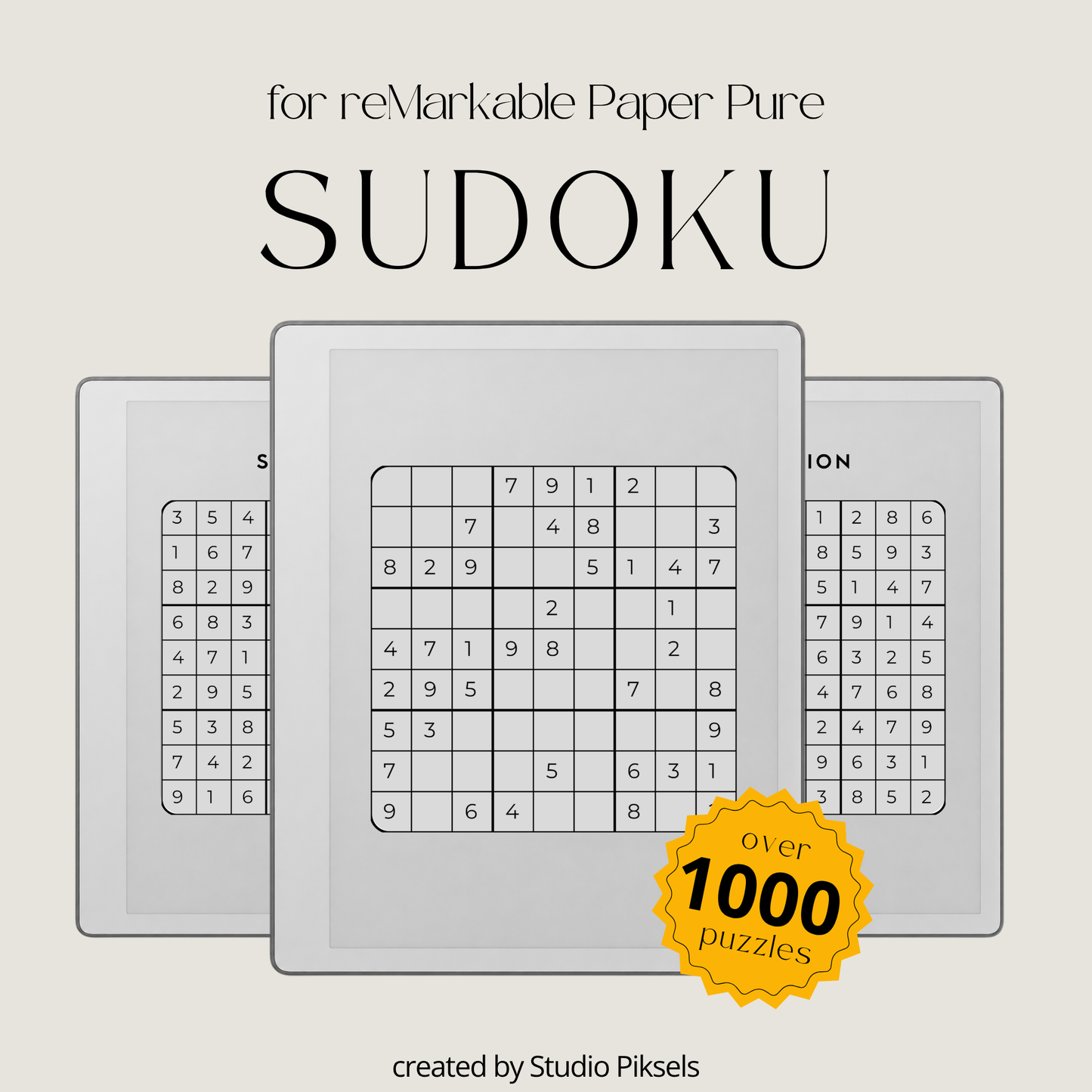 Sudoku Puzzle Bundle for reMarkable Paper Pure