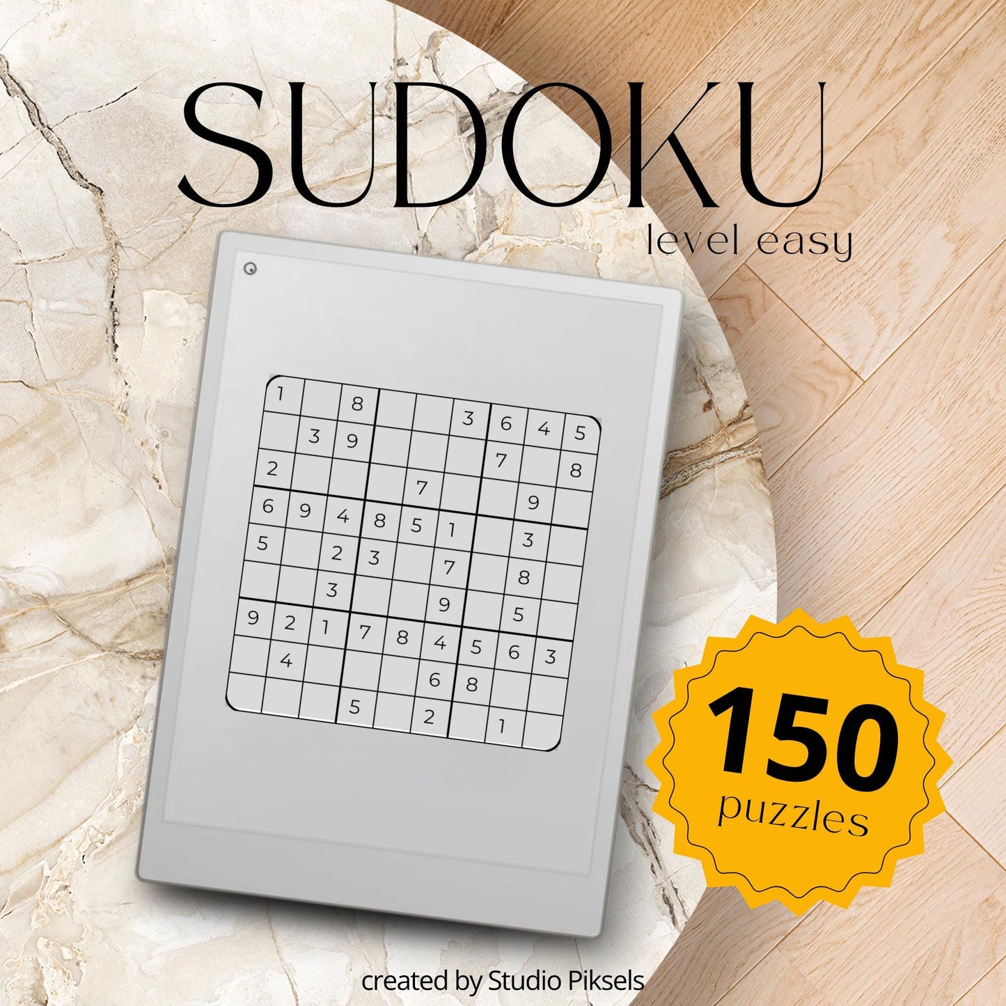 Easy level Sudoku puzzle from the Sudoku Puzzle Book Bundle for reMarkable Paper Pro Move designed for relaxed solving.