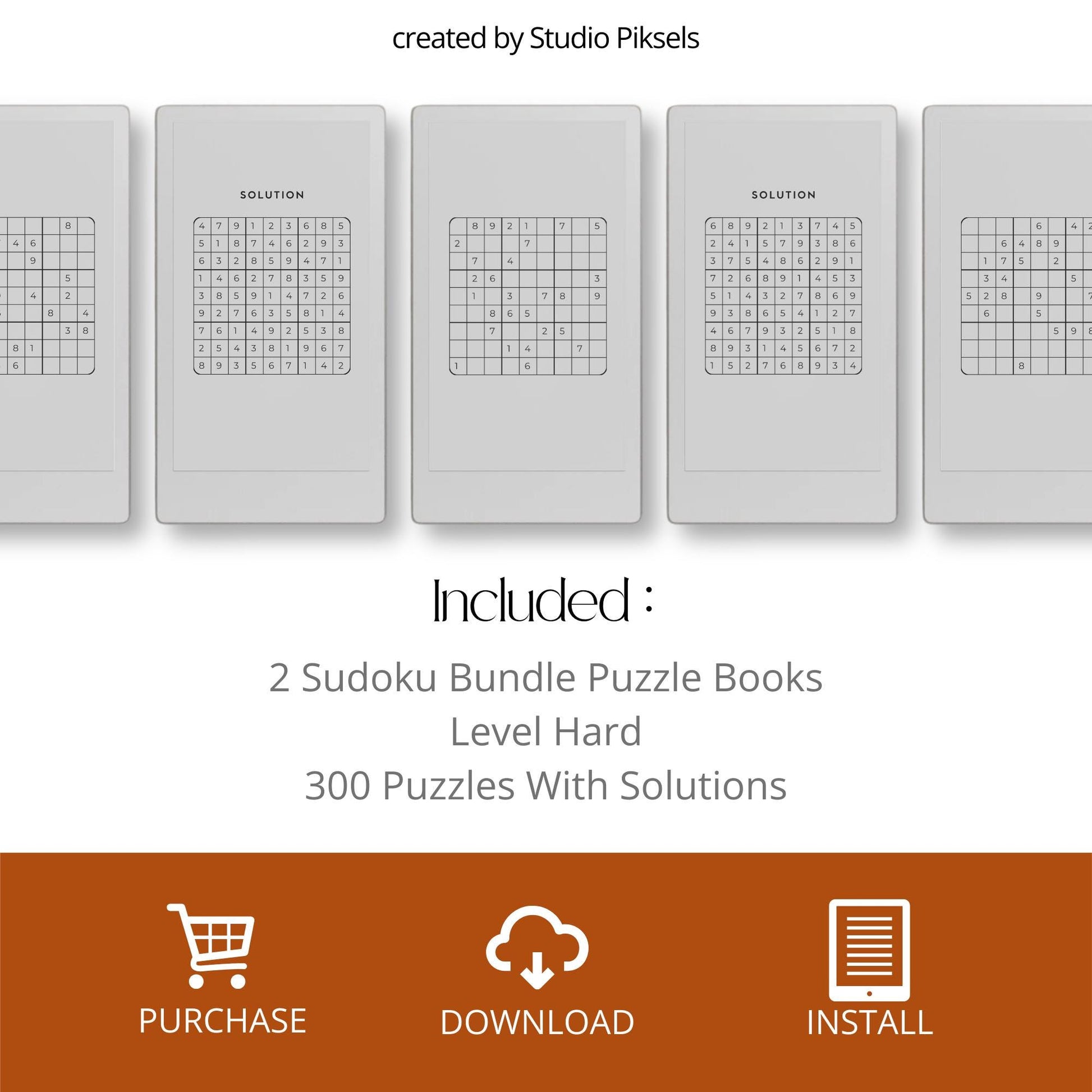 A sample page from the Sudoku Puzzle Book Hard Level for reMarkable Paper Pro Move showing a complex Sudoku puzzle.