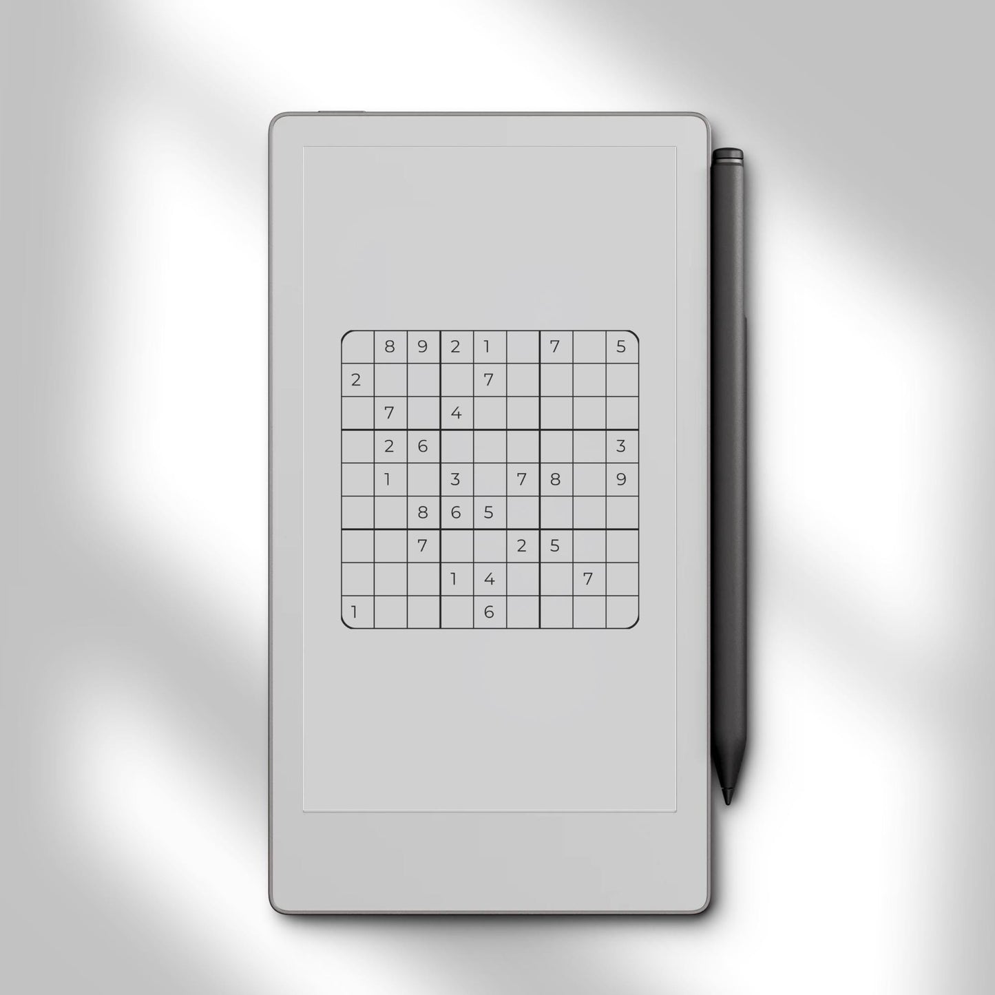 Sudoku puzzle displayed on the reMarkable Paper Pro Move showing a clear layout optimized for e-ink screens.