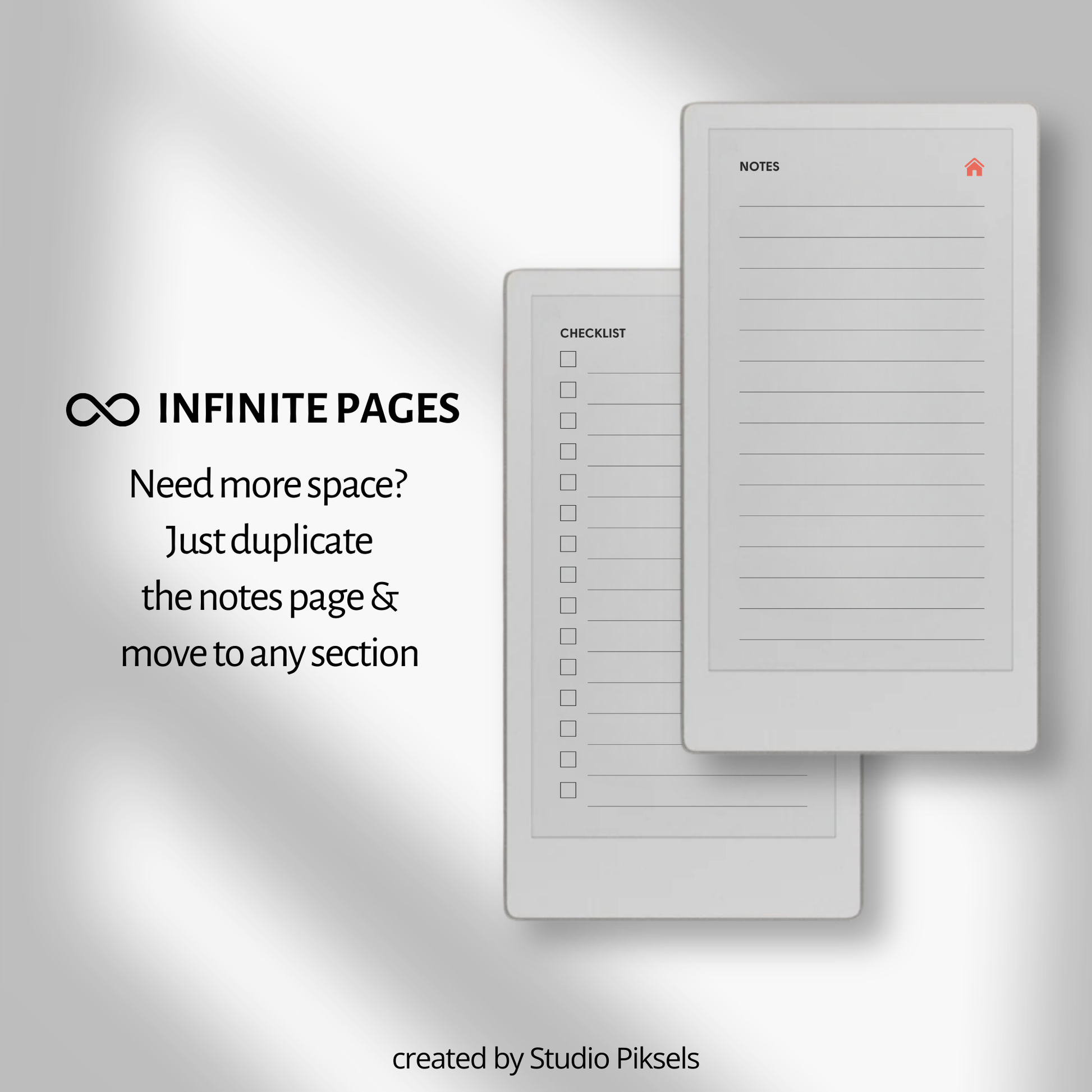Hyperlinked time blocking weekly planner PDF for reMarkable Paper Pro Move with structured schedule layout and checklist pages.