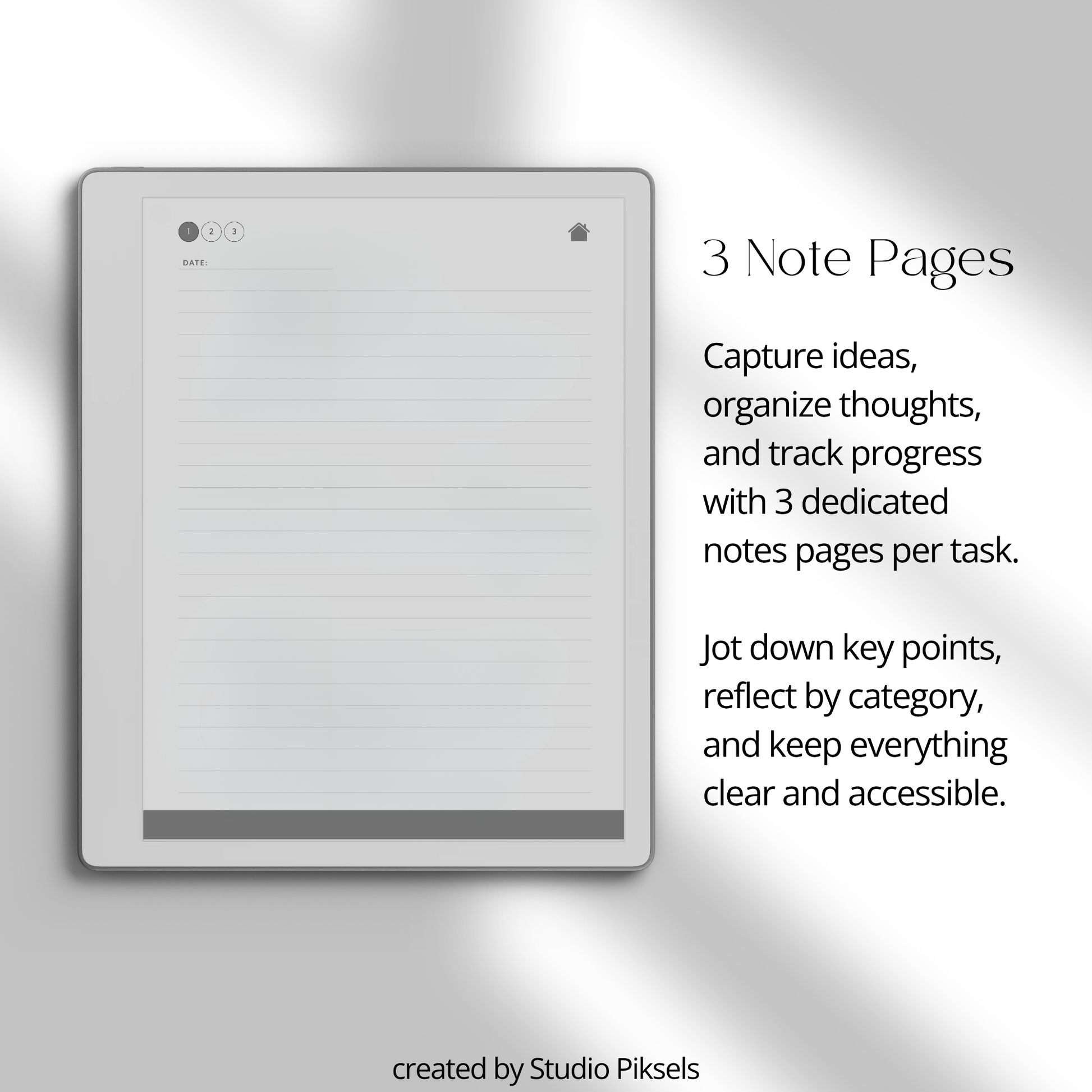 Interactive To Do List Notebook for reMarkable Paper Pure