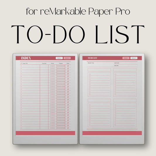 To-do list notebook for reMarkable Paper Pro with hyperlinked project sections.