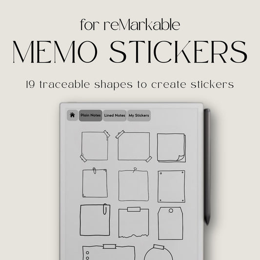 Organize your digital notes with this Sticky Note Stickers set designed for reMarkable Paper Pro, reMarkable Paper Pure, and reMarkable 2. 