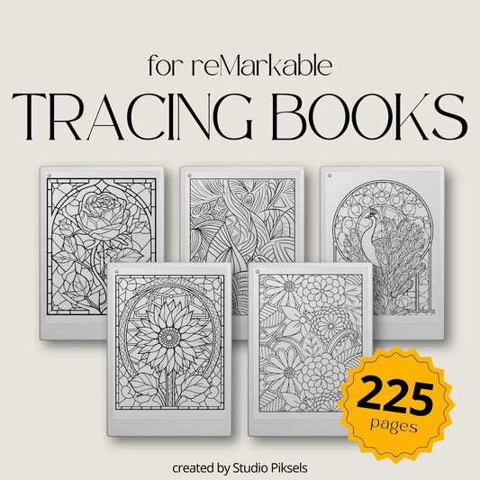 Tracing Book Bundle for reMarkable Paper Pro, reMarkable 1 & 2, and Procreate with 225 Pages of Artistic Tracing Designs