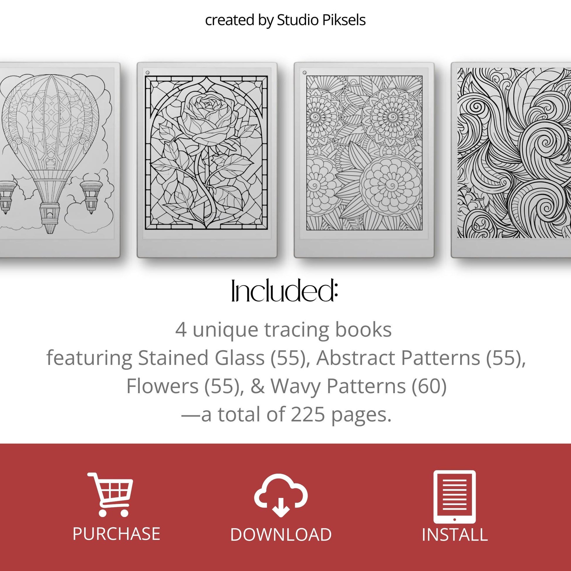 Tracing Book Bundle for reMarkable Paper Pro, reMarkable 1 & 2, and Procreate with 225 Pages of Artistic Tracing Designs