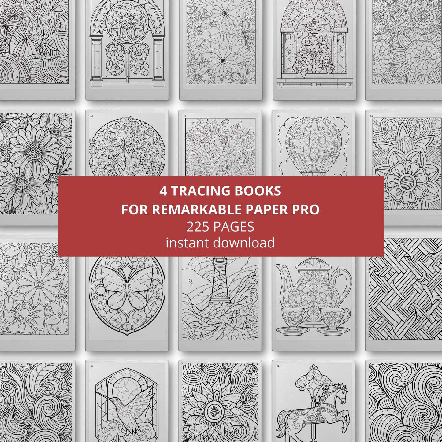 Tracing Book Bundle for reMarkable Paper Pro, reMarkable 1 & 2, and Procreate with 225 Pages of Artistic Tracing Designs