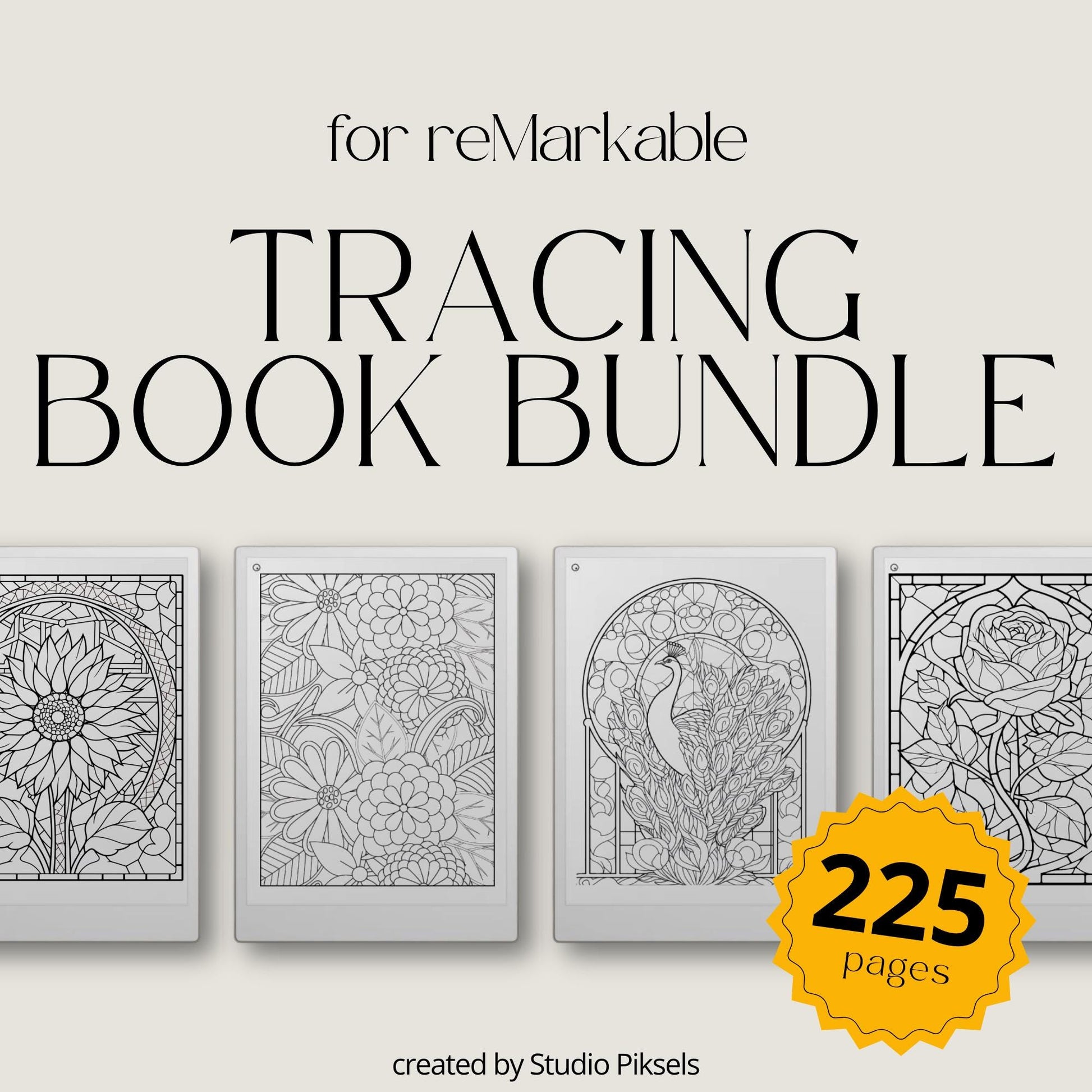 Tracing Book Bundle for reMarkable Paper Pro, reMarkable 1 & 2, and Procreate with 225 Pages of Artistic Tracing Designs