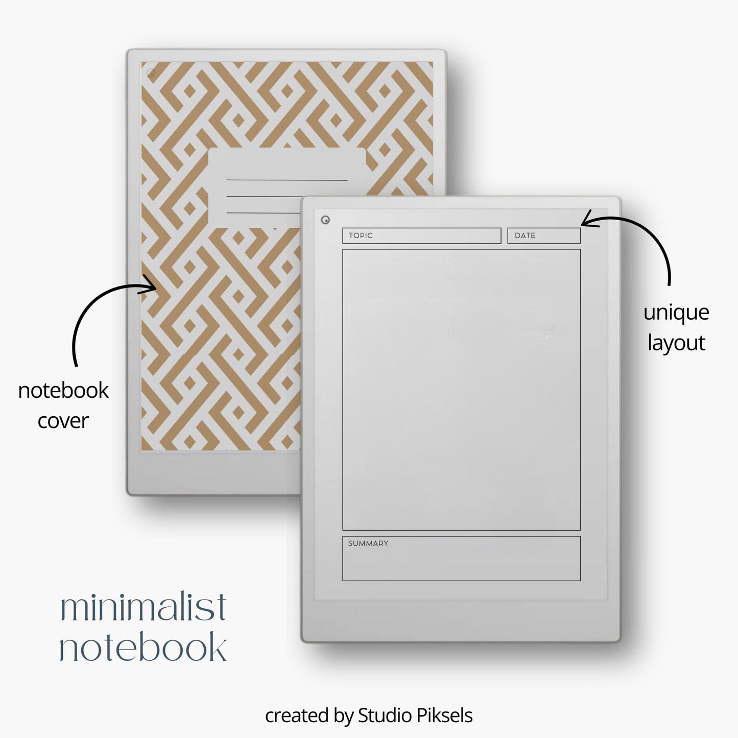Ultimate notebooks for reMarkable Paper Pro with geometric covers and multiple layouts.