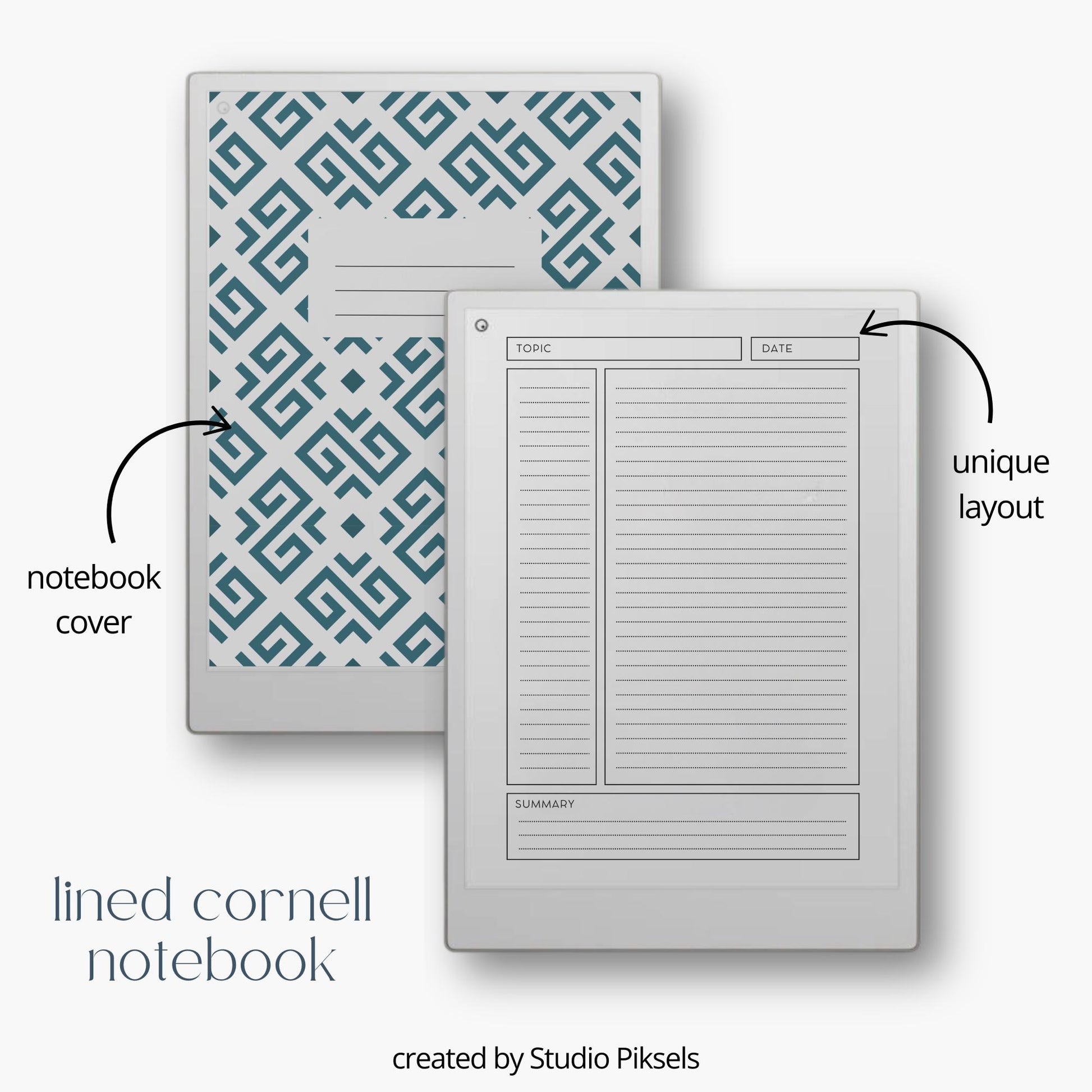 Ultimate notebooks for reMarkable Paper Pro with geometric covers and multiple layouts.