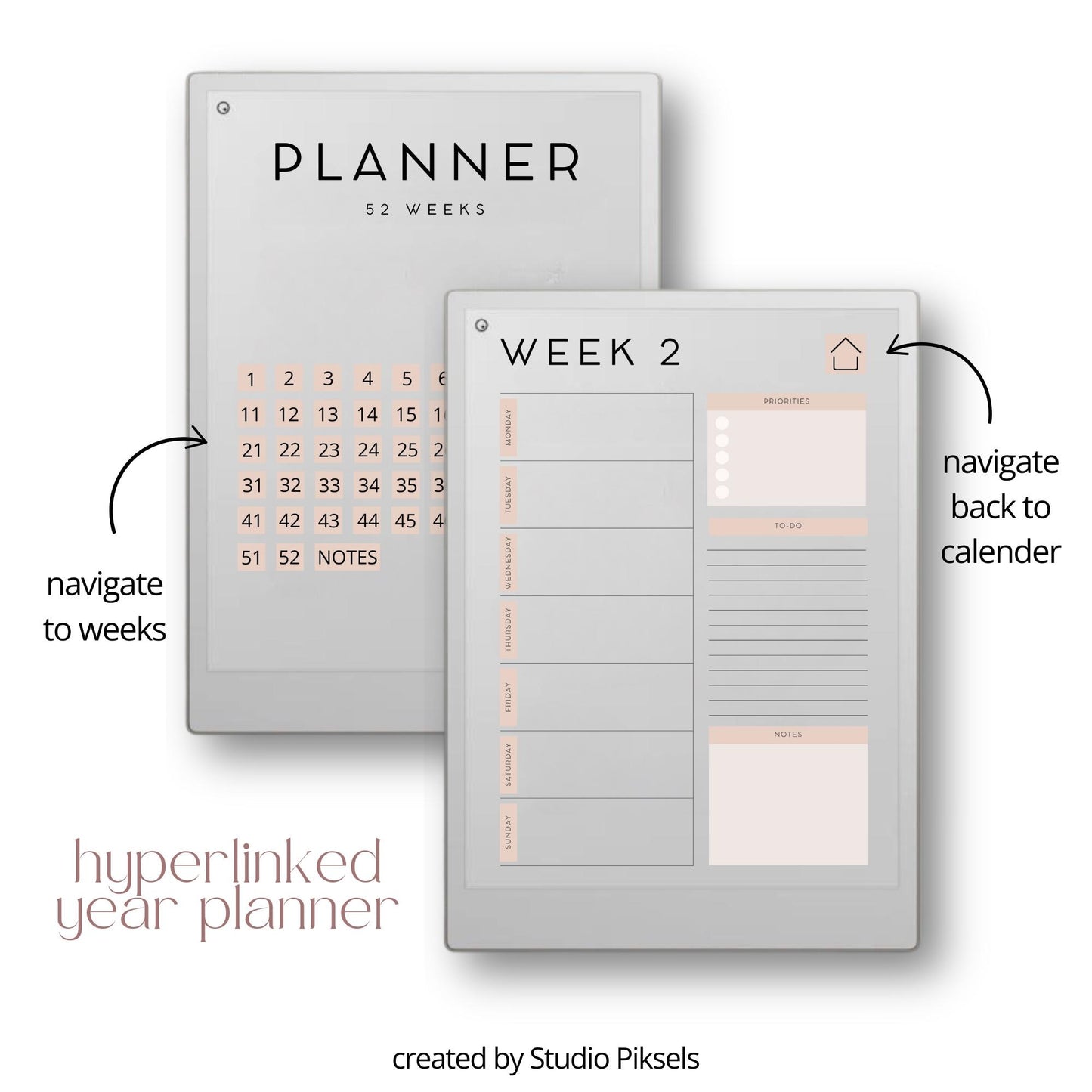 Productivity templates for reMarkable Paper Pro with hyperlinked planner, meeting notes templates, bullet journal, mind maps, and sleep screens.
