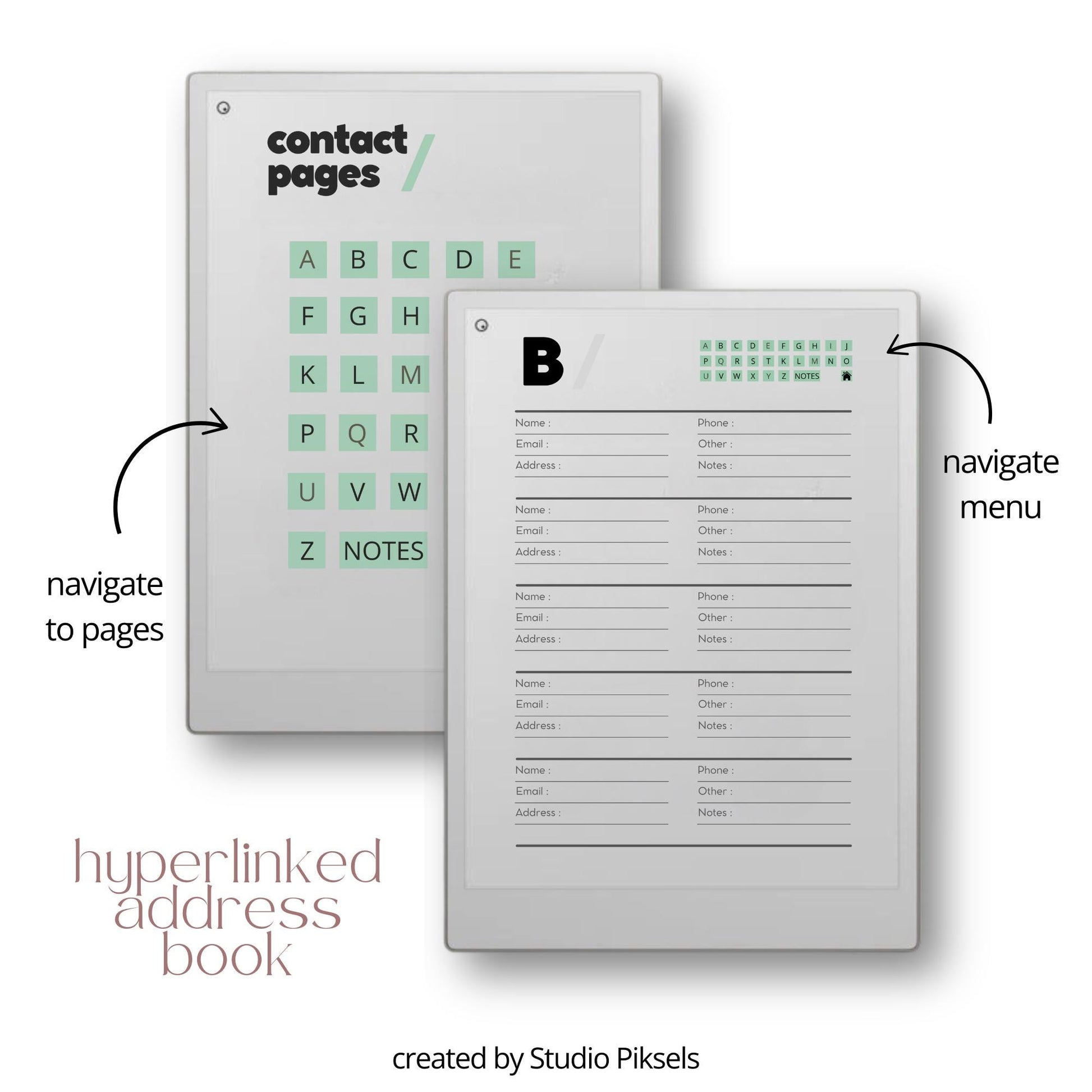 Productivity templates for reMarkable Paper Pro with hyperlinked planner, meeting notes templates, bullet journal, mind maps, and sleep screens.
