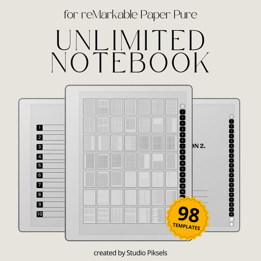 Custom Infinite Notebook for reMarkable Paper Pure